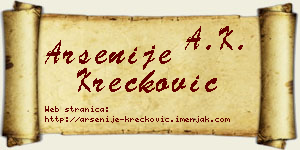 Arsenije Krečković vizit kartica
